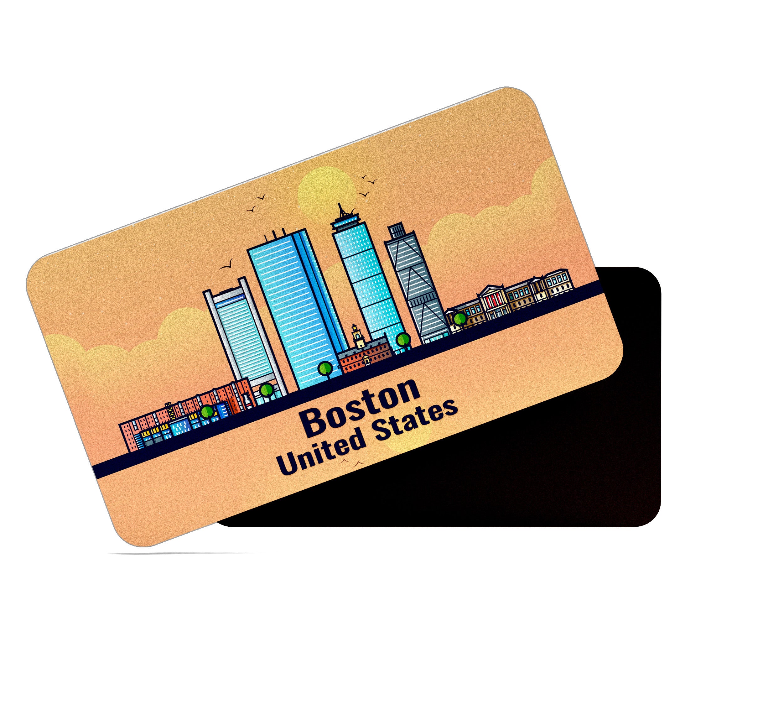 dhcrafts Rectangular Fridge Magnet Orange United States Boston Design Pack of 1 (8.6cm x 5.4cm)